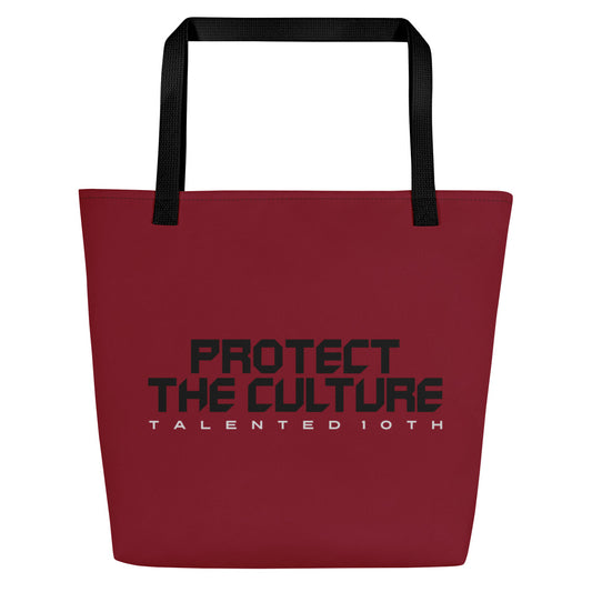 Maroon Protect The Culture Large Tote Bag