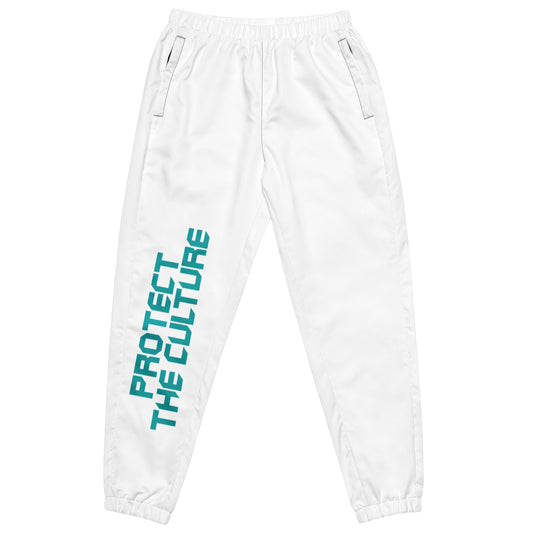 Minimalist White and Teal Unisex track pants